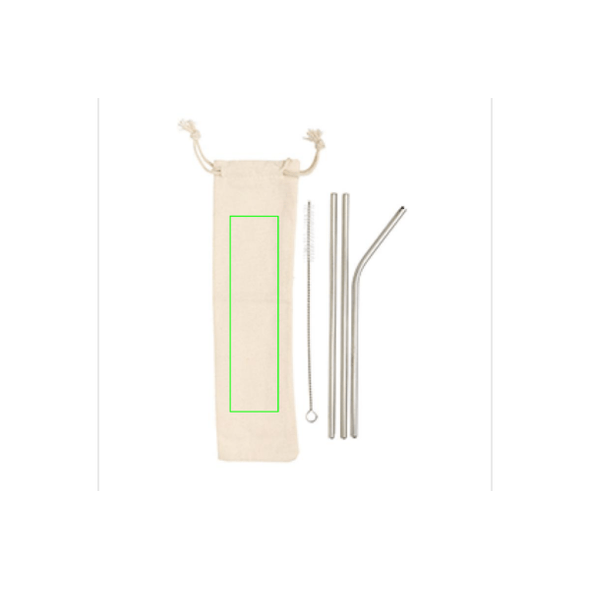 Juego de 3 pajitas reutilizables de acero inoxidable.